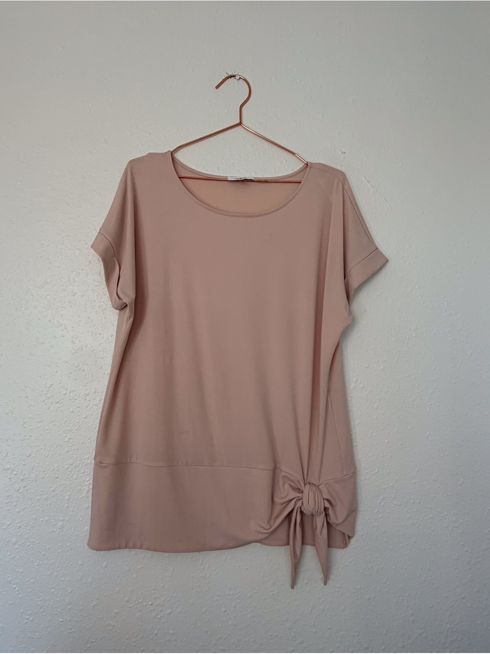 Calvin Klein Short Sleeve Tie-Hem Top - Blush Pink
